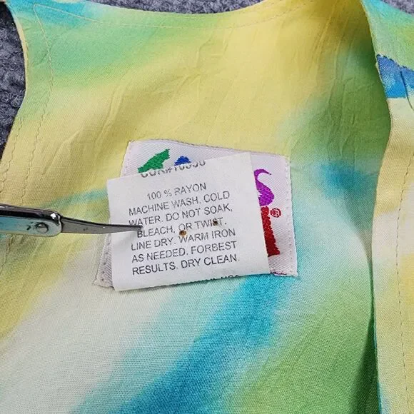 Vintage Jams World Dress Womens Medium Colorful Ivory Flower Sleeveless USA Made - Picture 16 of 16